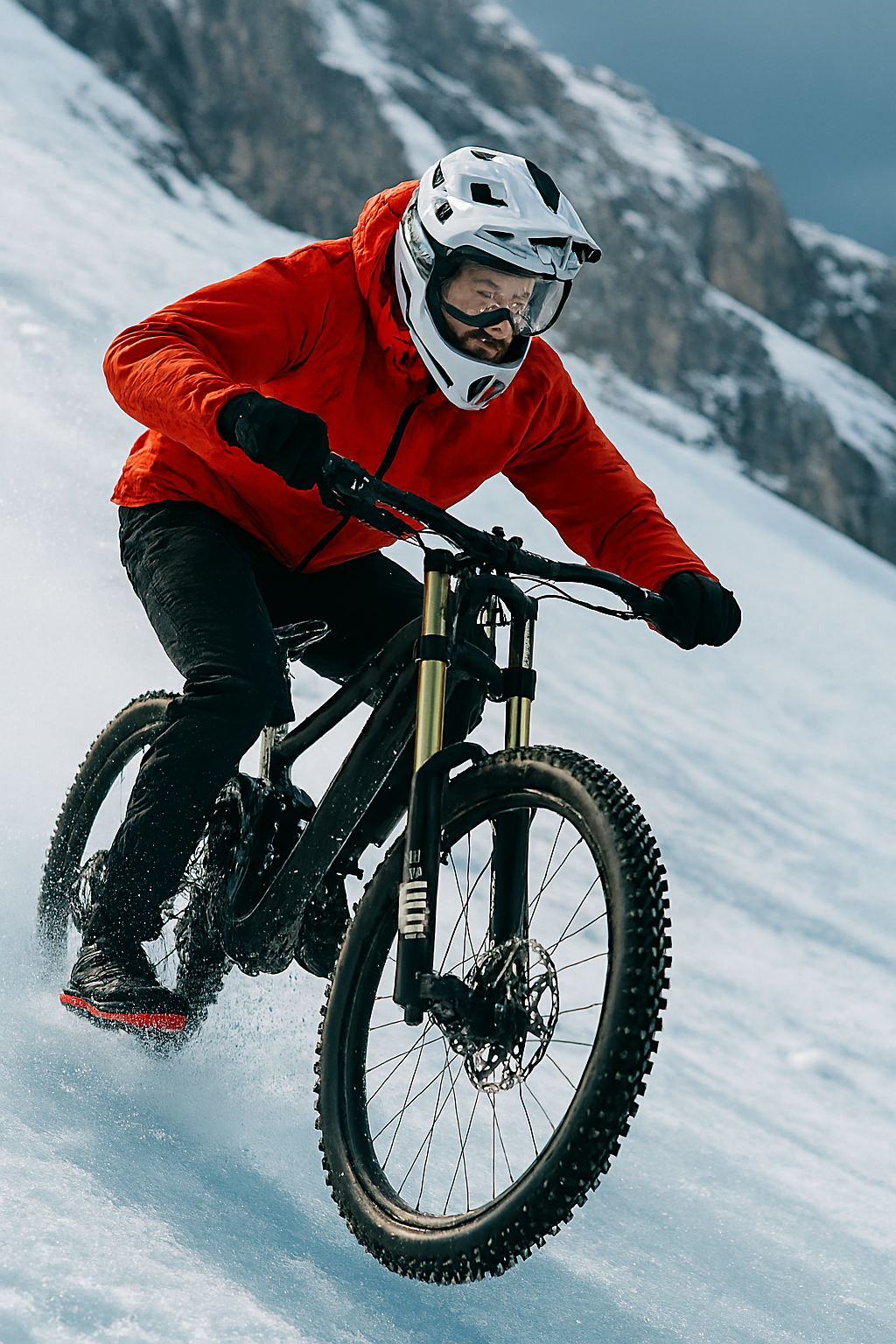 Fabio Wibmer desciende una pista de esquí a 107 km/h en bicicleta
