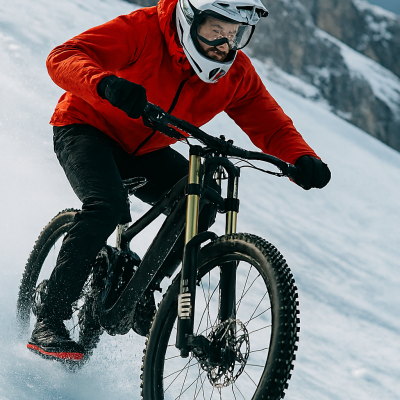 Fabio Wibmer desciende una pista de esquí a 107 km/h en bicicleta