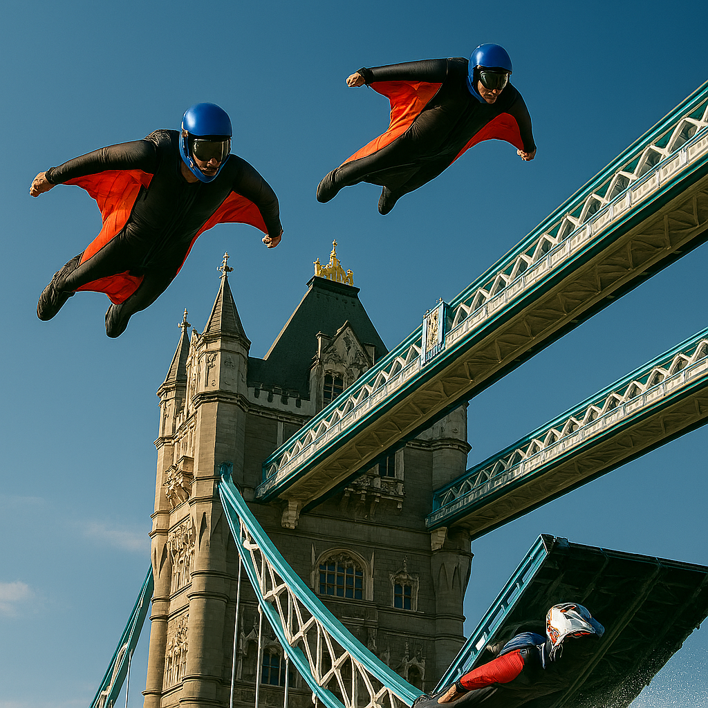 Wingsuit por el Tower Bridge: precisión en el aire