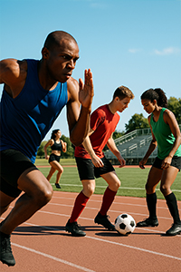 Atletas entrenando al aire libre